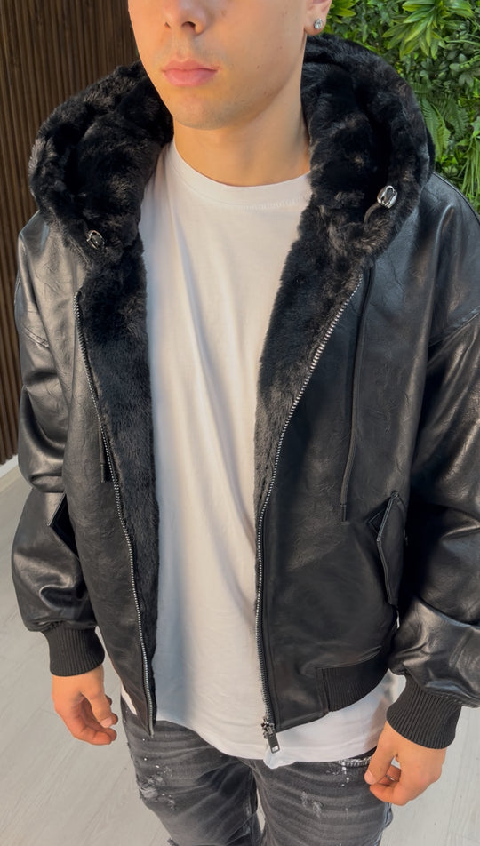 GIACCA REVERSIBILE IN PELLE NERA