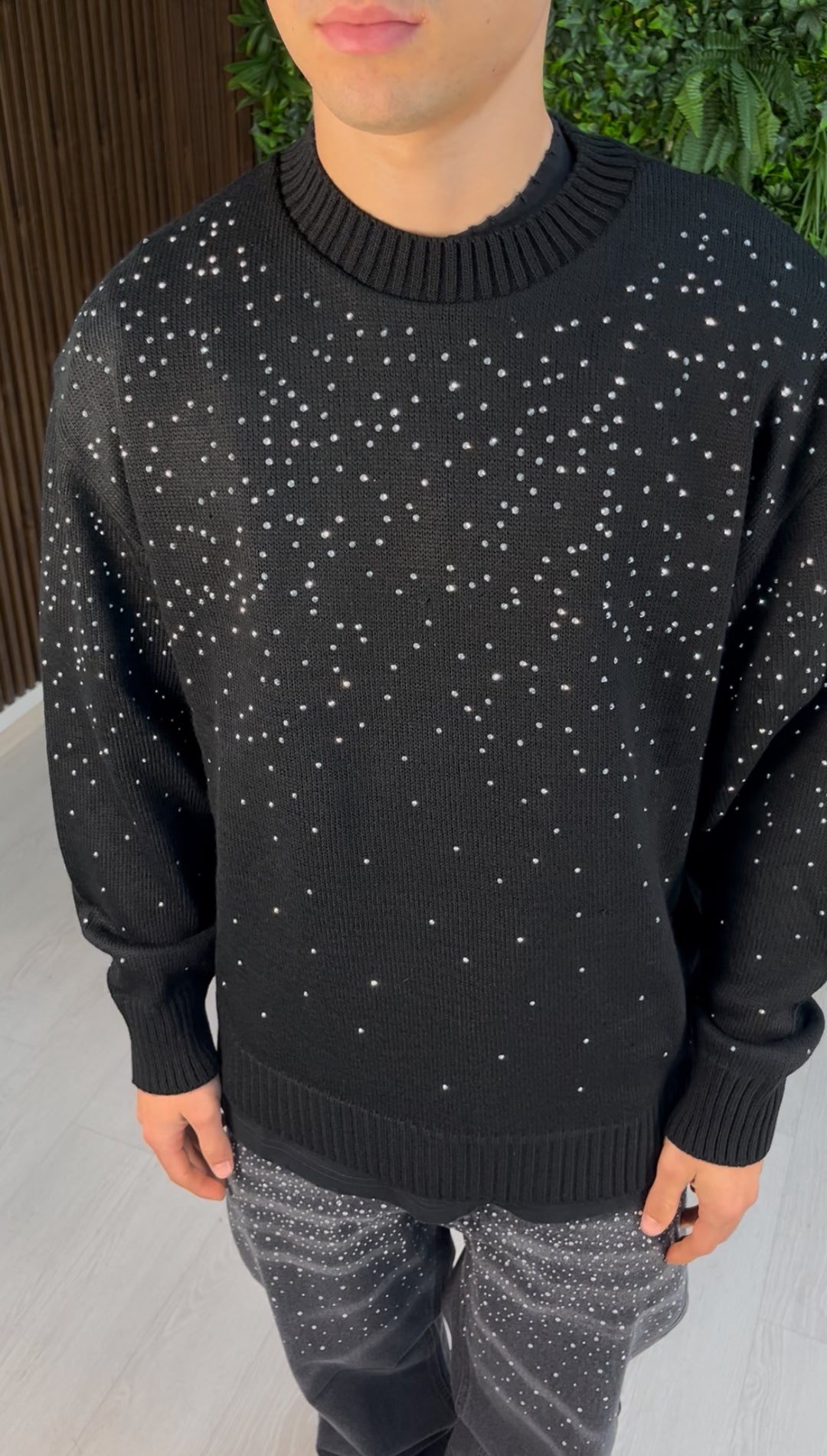 MAGLIONE STRASS NERO