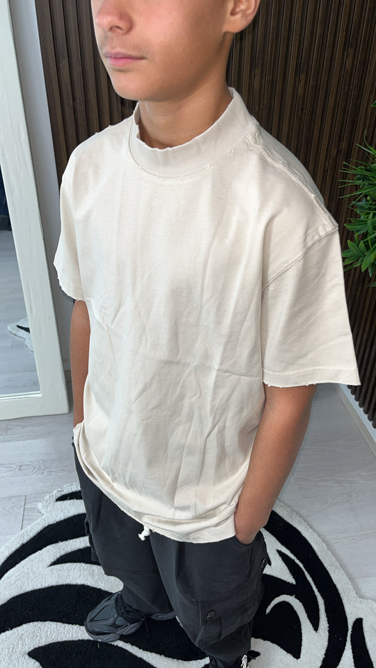 T-shirt avec abrasions beige
