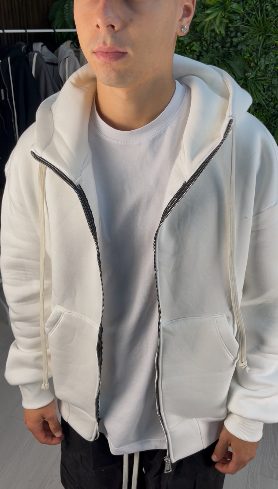 Sweat-shirt à zip blanc