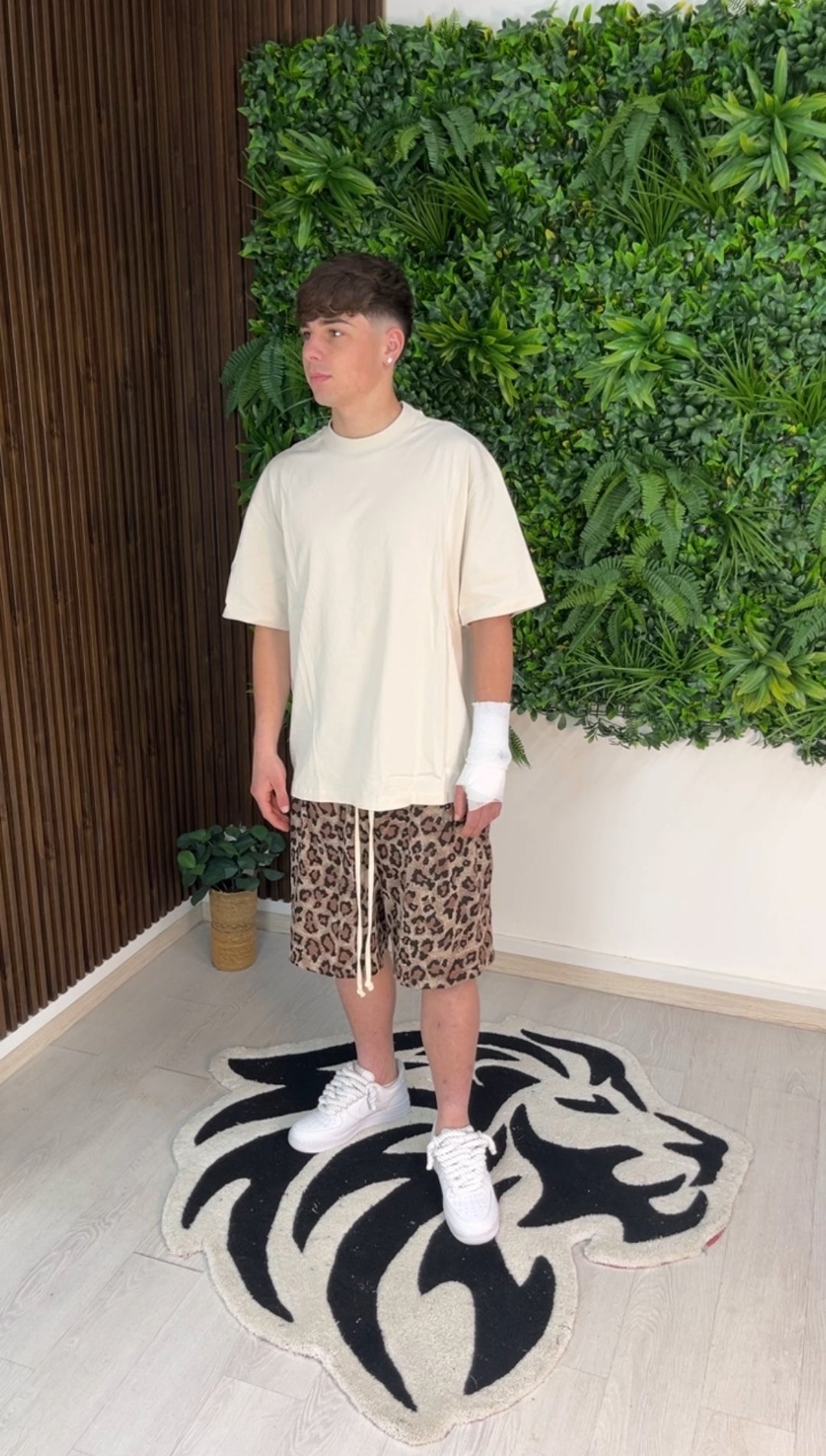 Beige Leopard kurze Shorts