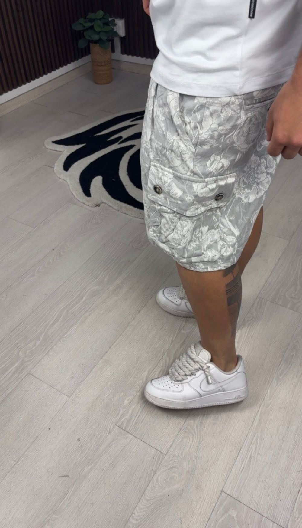 CARGO CORTO FLOWERS GRIGIO CHIARO