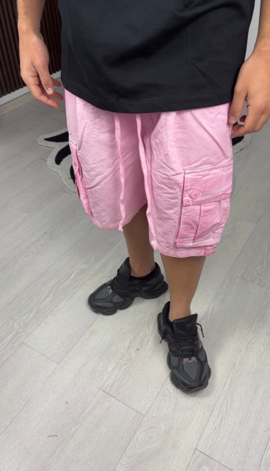 CARGO CORTO STONEWASH ROSA