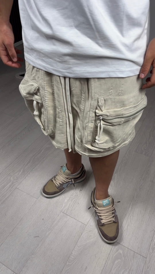 FRONT CARGO CORTO CON ABRASIONI BEIGE