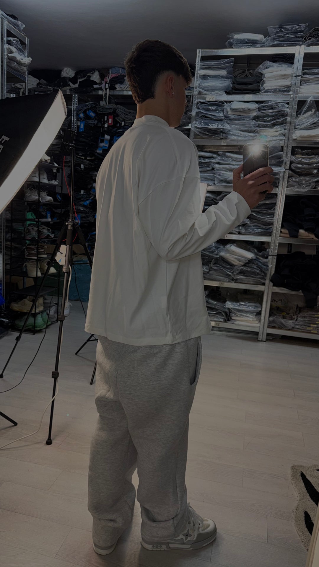 Pantalon de coton à fusée gris