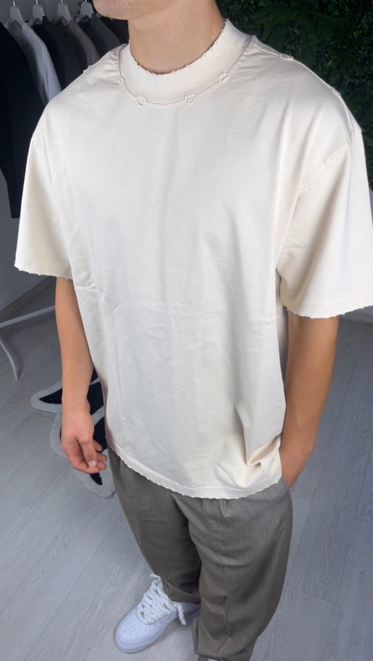 T-shirt avec abrasions beige