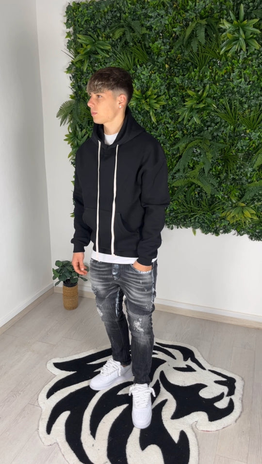 Sweat-shirt en coton noir