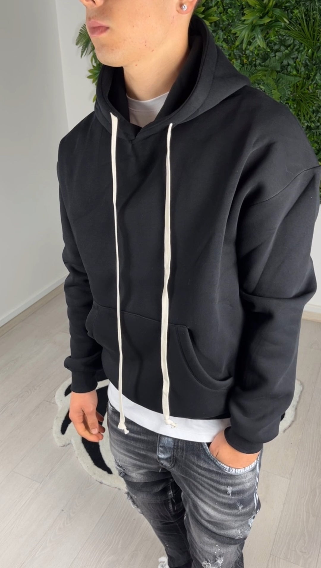 Sweat-shirt en coton noir