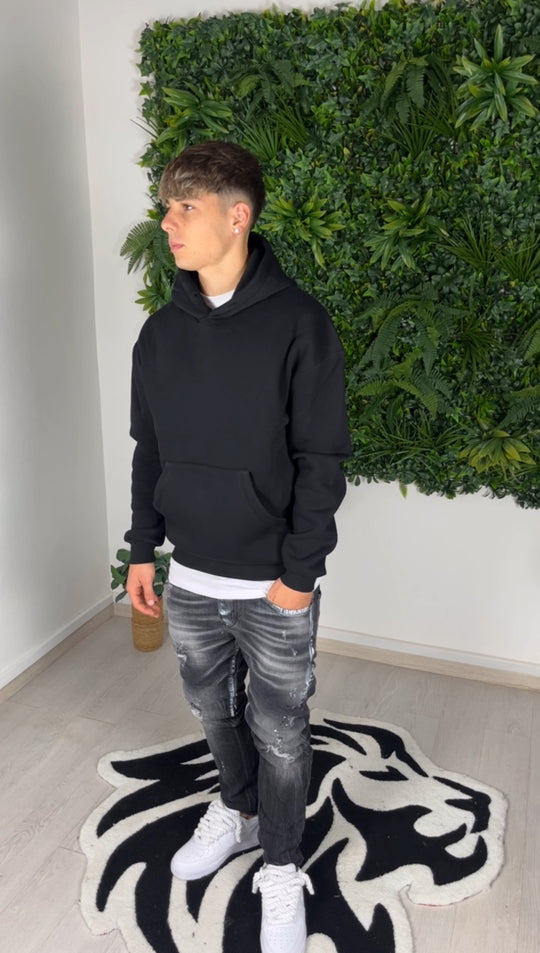 Sweat-shirt en coton noir