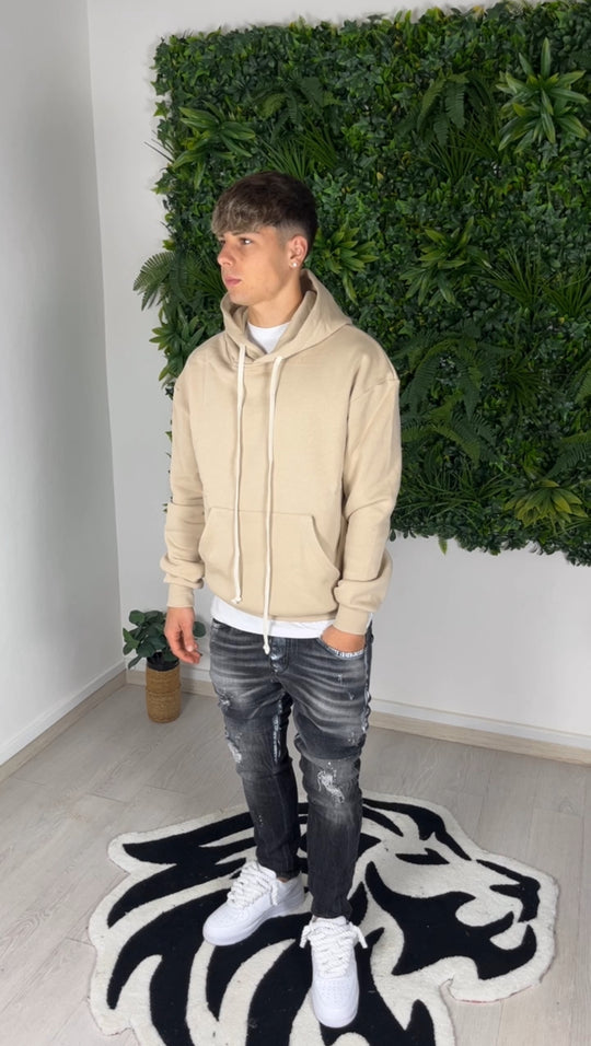 Sweat-shirt en coton beige
