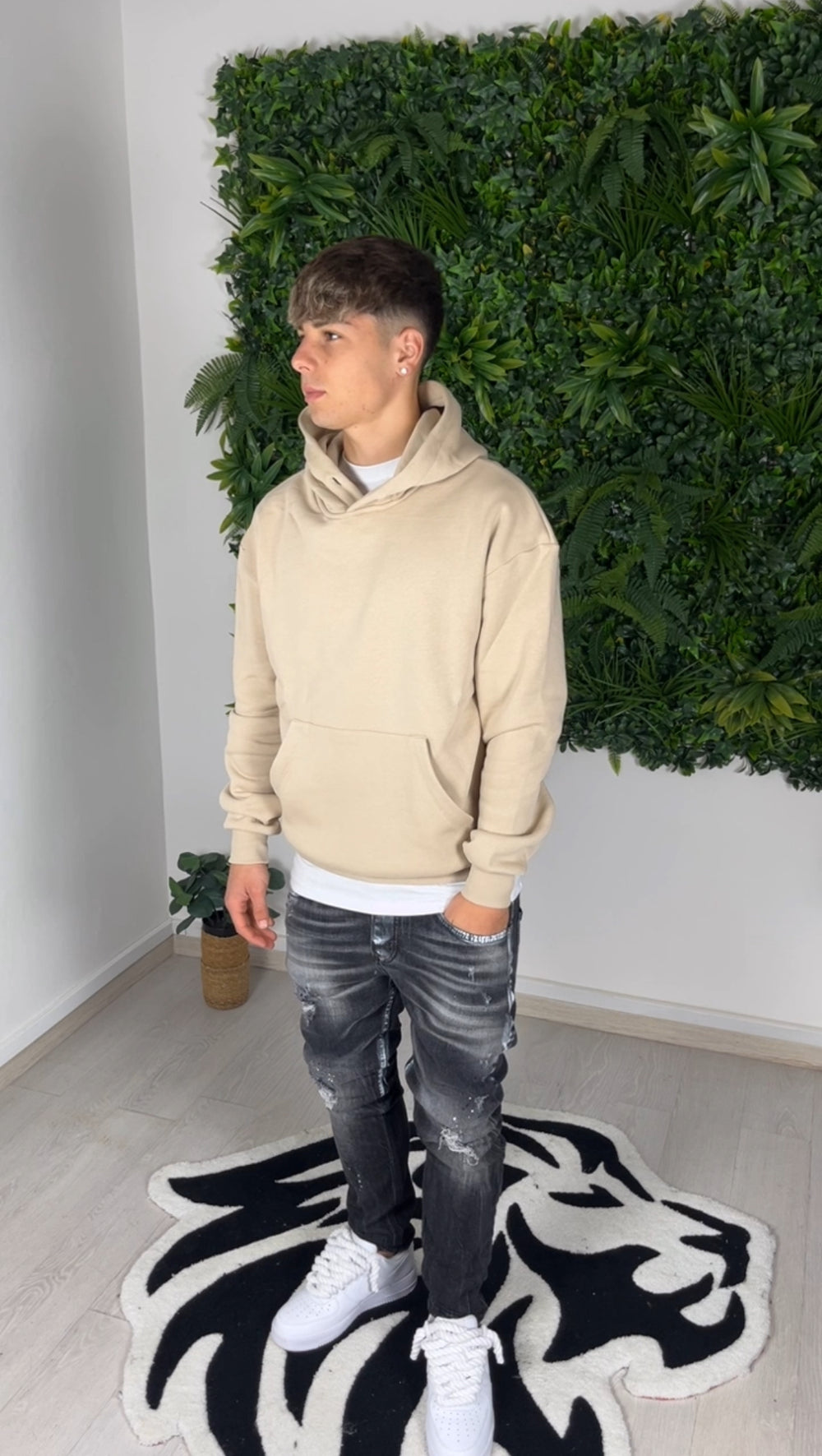 Sweat-shirt en coton beige