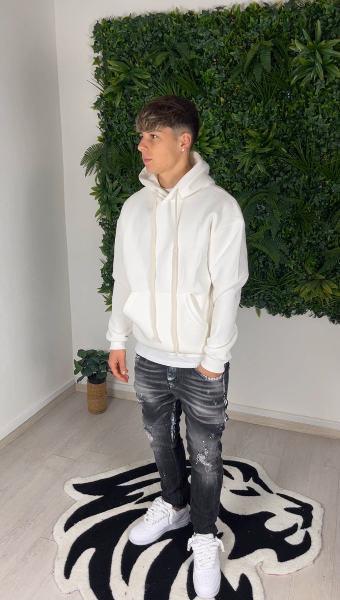 Sweat-shirt en coton blanc