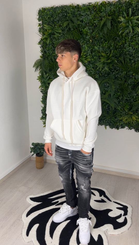 Sweat-shirt en coton blanc