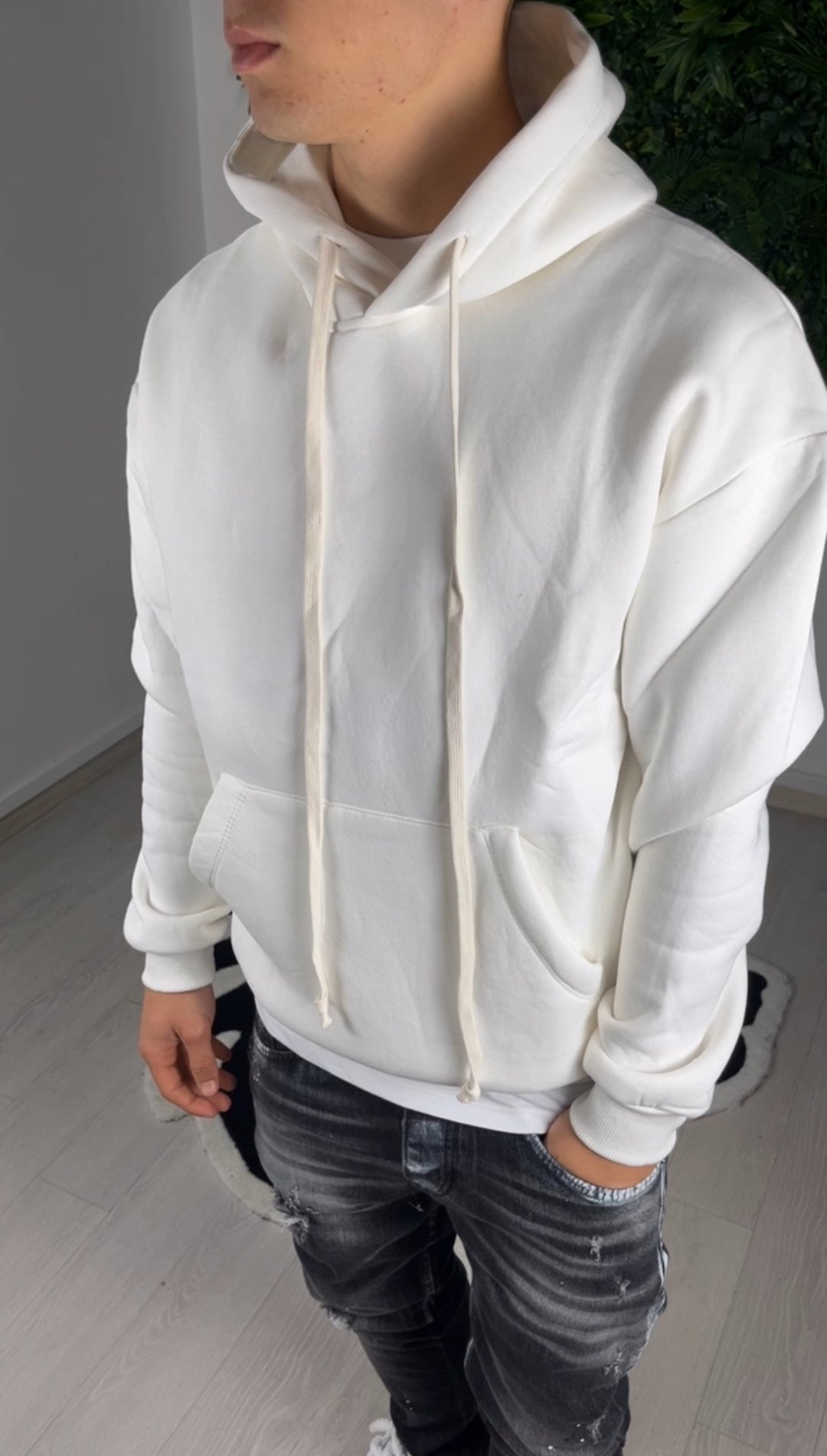 Sweat-shirt en coton blanc
