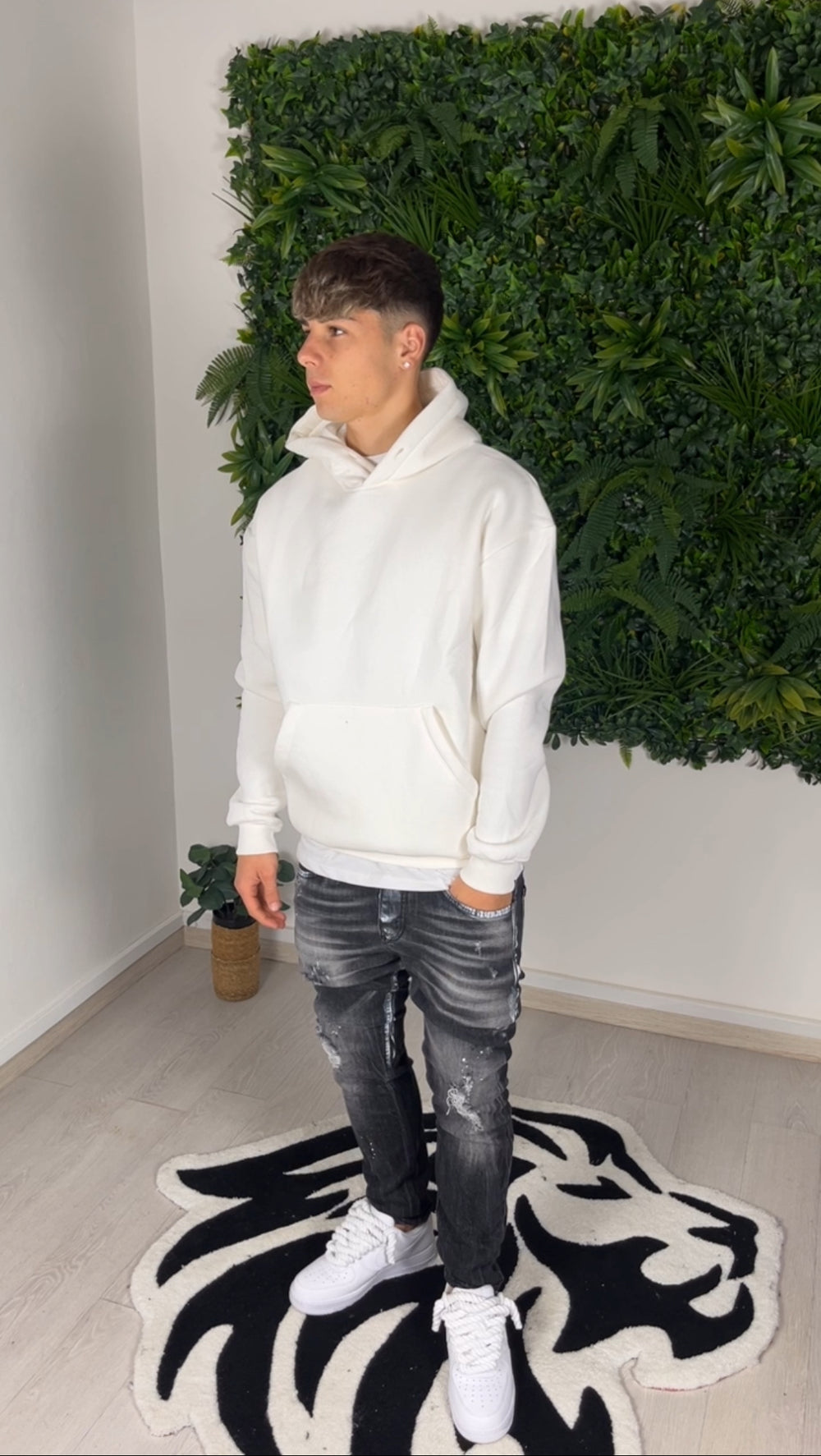 Sweat-shirt en coton blanc