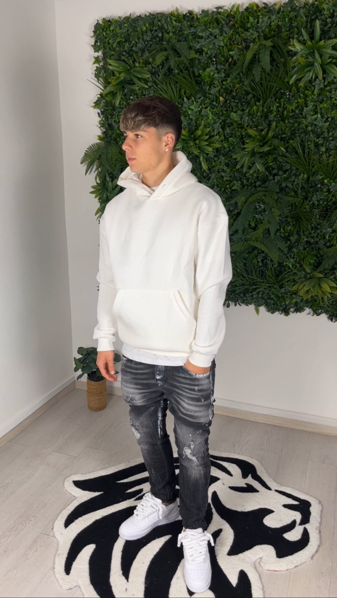 Sweat-shirt en coton blanc