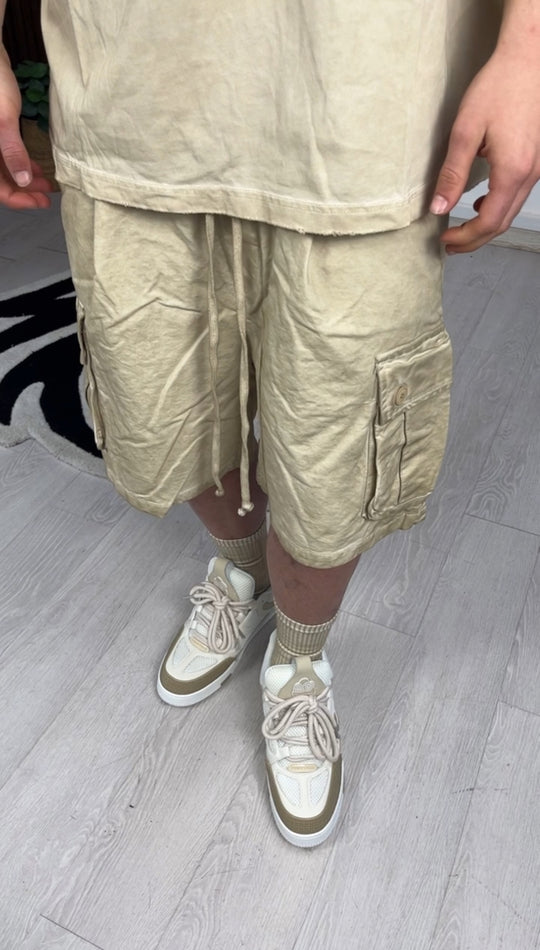 CARGO CORTO STONEWASH BEIGE