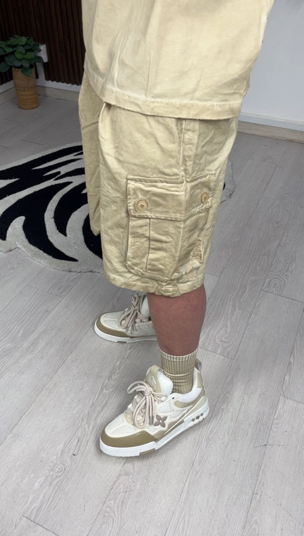 CARGO CORTO STONEWASH BEIGE