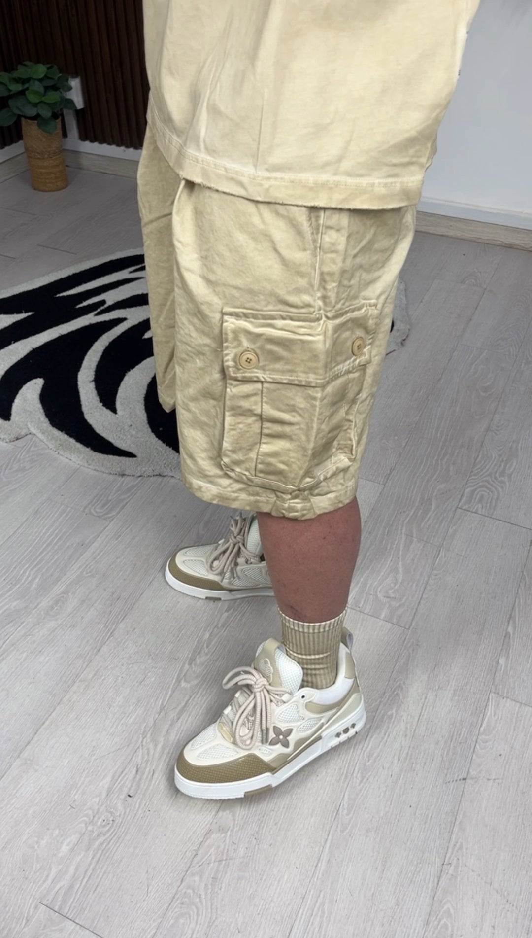 CARGO CORTO STONEWASH BEIGE