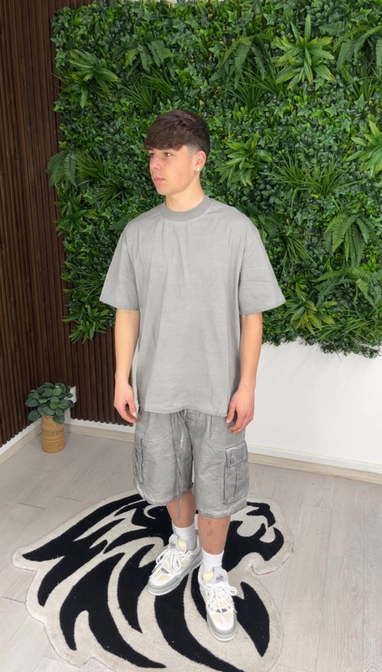 T-SHIRT CON ABRASIONI STONEWASH GRIGIA