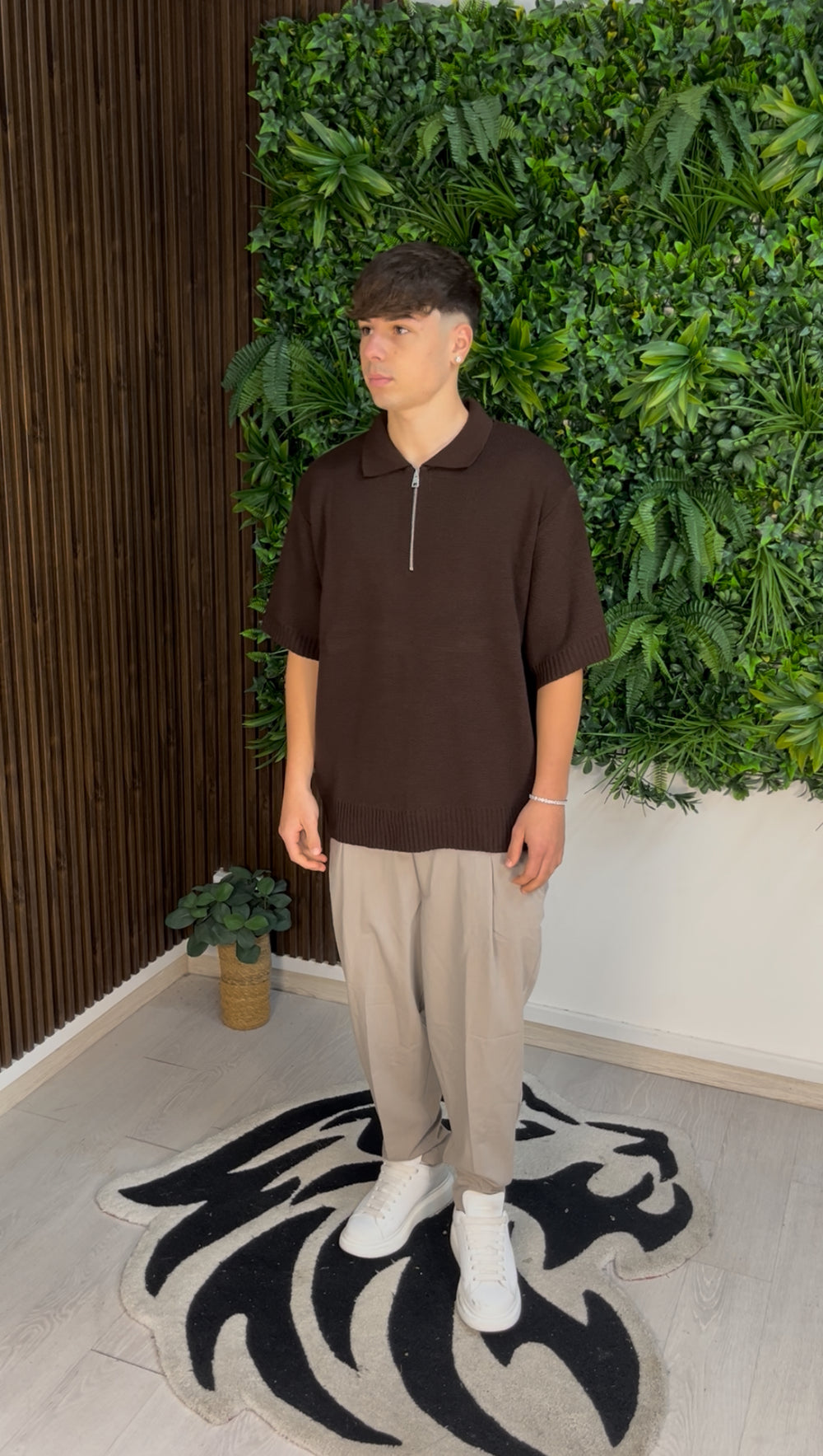 POLO ZIP MARRONE