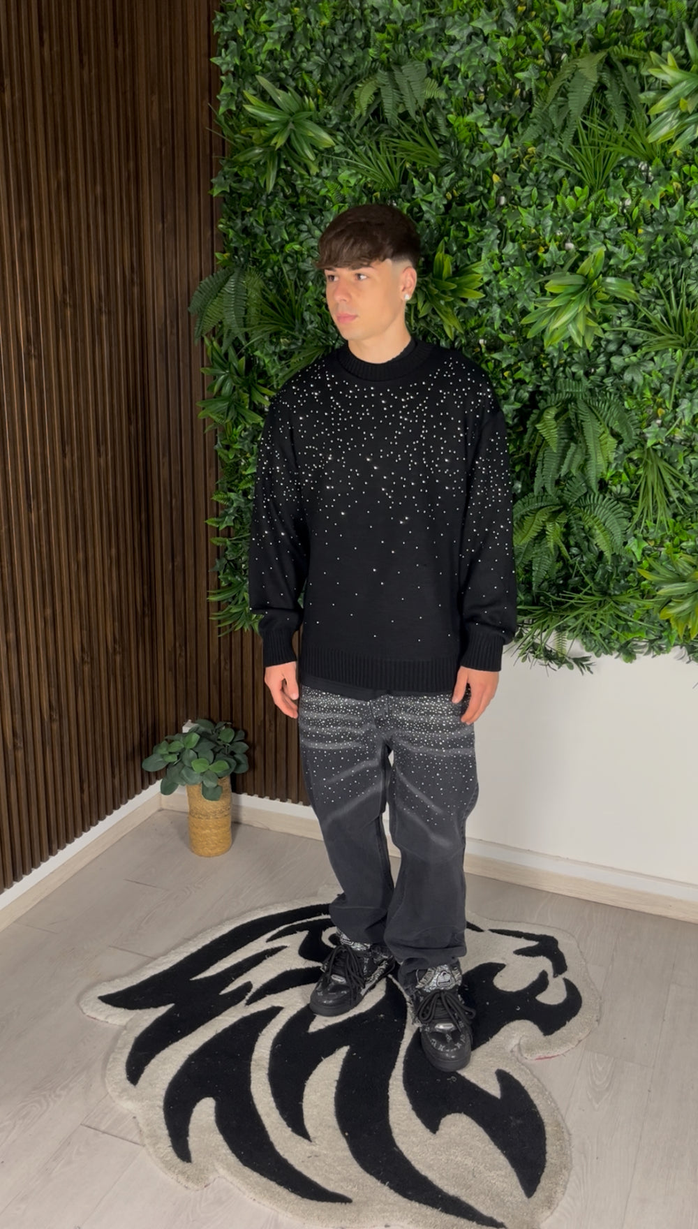MAGLIONE STRASS NERO