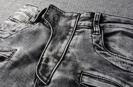 JEANS BIKER GRIGIO