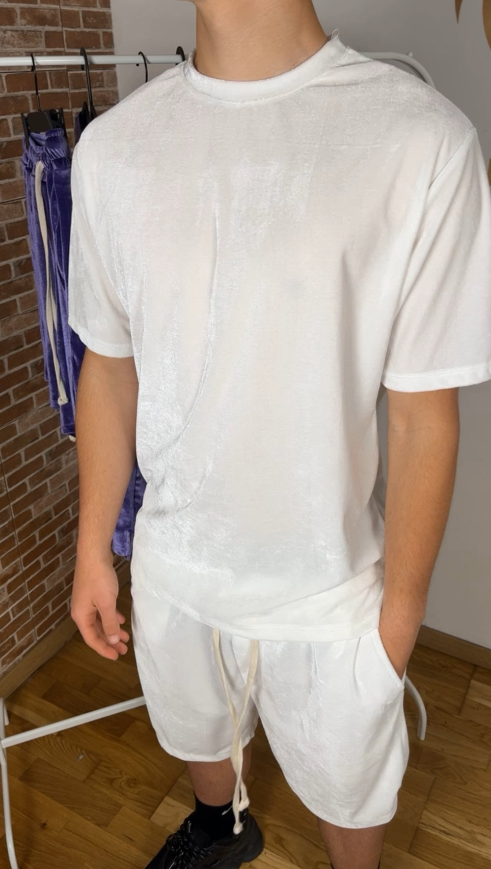COMPLETO CORTO IN CINIGLIA BIANCO