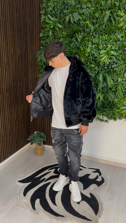 GIACCA REVERSIBILE IN PELLE NERA