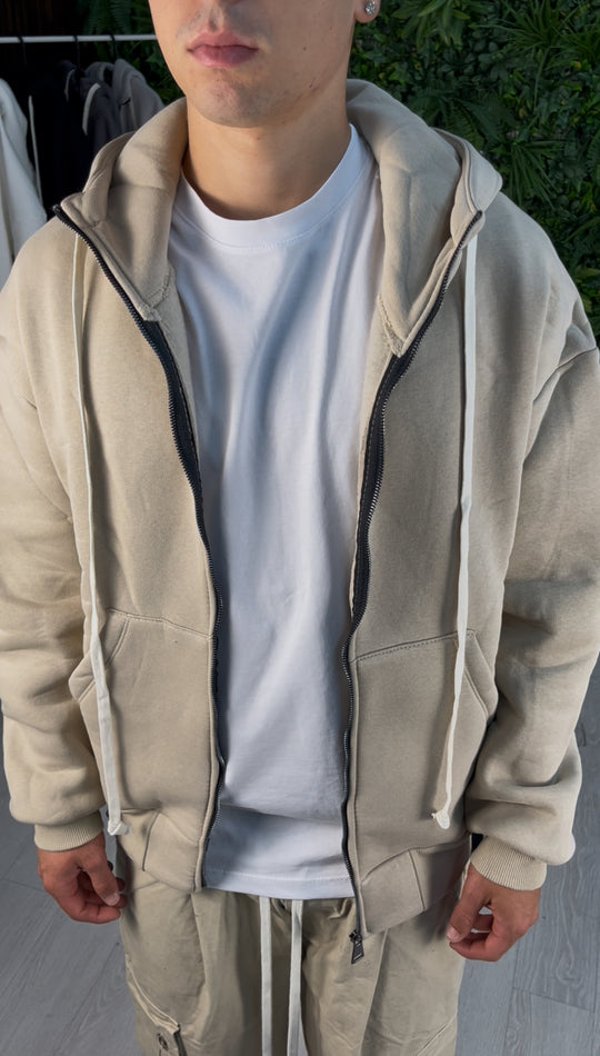 Beige zip sweatshirt