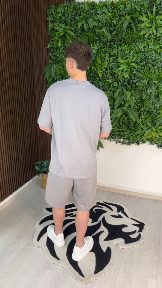 COMPLETO CORTO IN COTONE GRIGIO CHIARO
