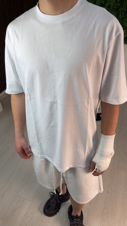 COMPLETO CORTO IN COTONE BIANCO