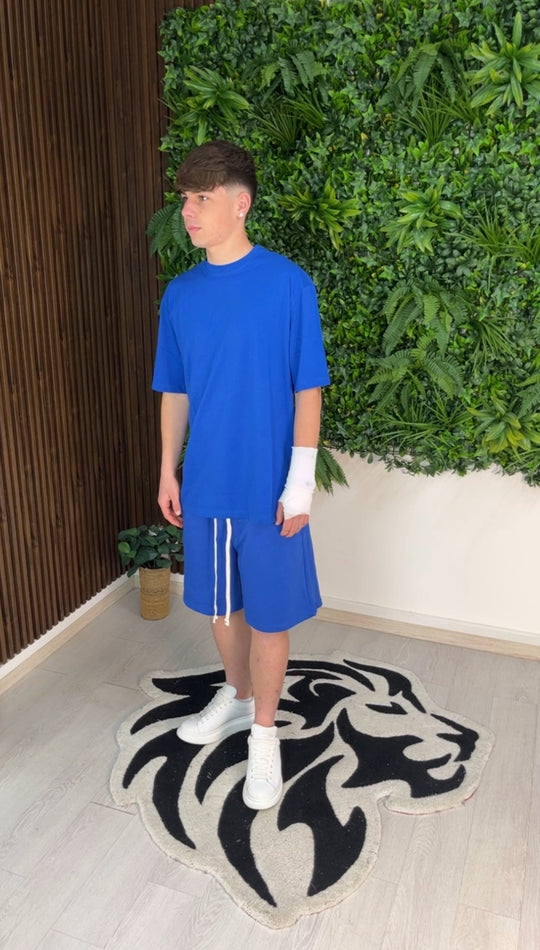 COMPLETO CORTO IN COTONE BLU