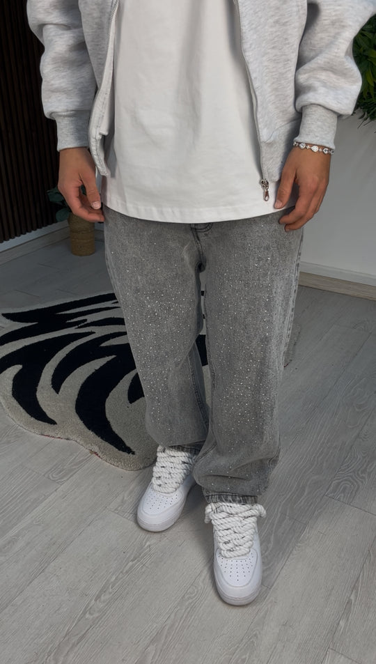 JEANS BAGGY STRASS GREY