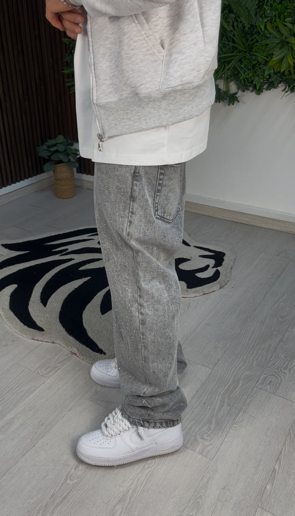 JEANS BAGGY STRASS GREY