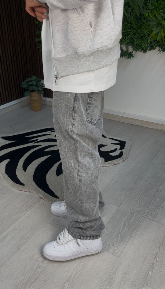 JEANS BAGGY STRASS GREY