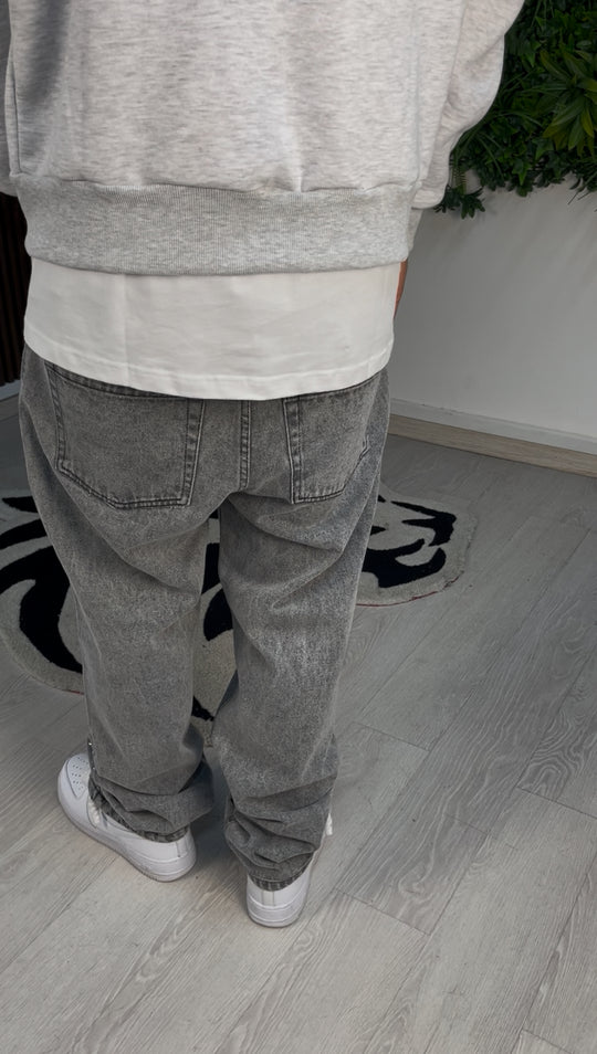 JEANS BAGGY STRASS GREY