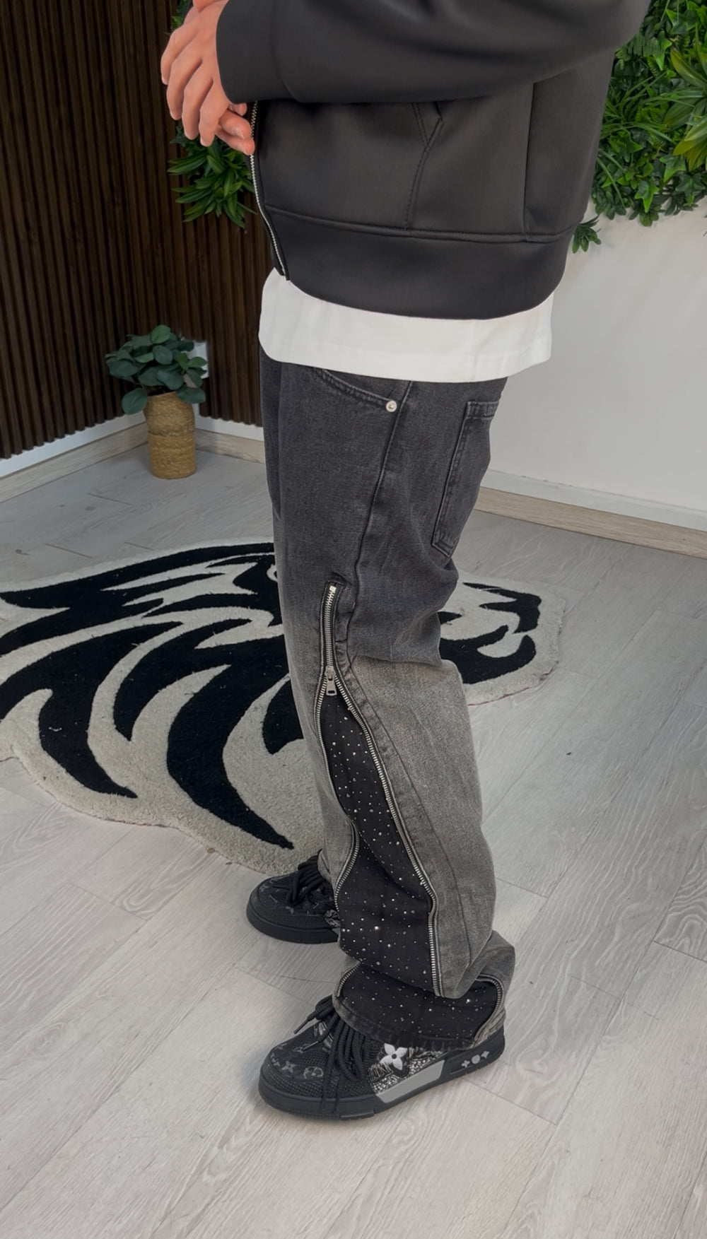 JEANS FLARE STRASS FADED