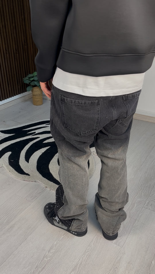 JEANS FLARE STRASS FADED