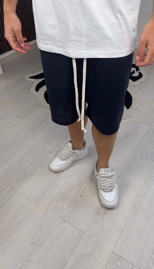 PANTALONCINO IN LINO BLU NOTTE
