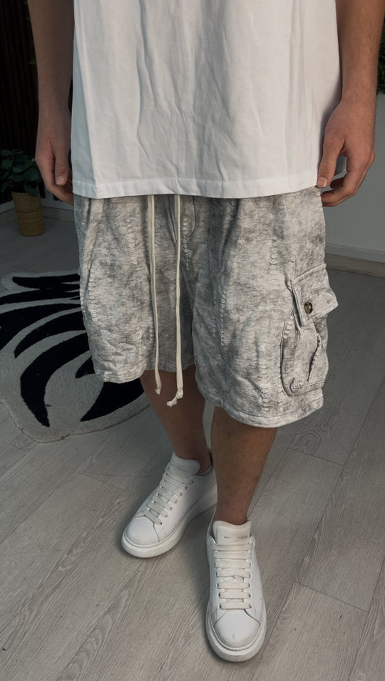 CARGO CORTO CON ABRASIONI GRIGIO