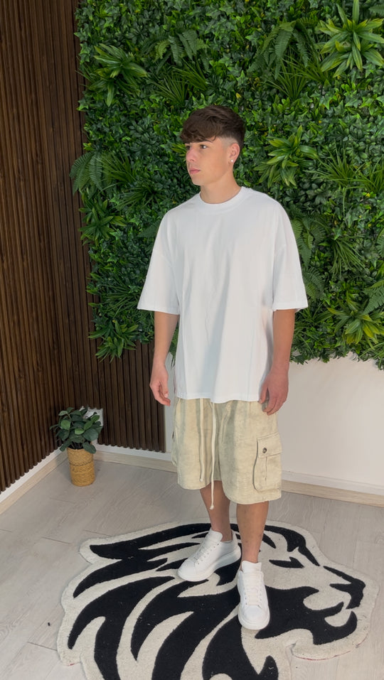 CARGO CORTO CON ABRASIONI BEIGE