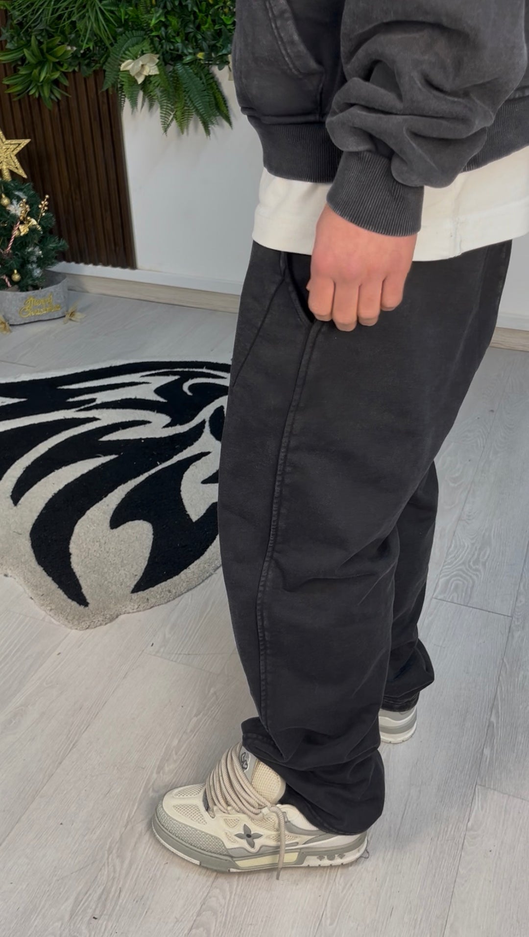 WASHED FLEX PANTS BLACK