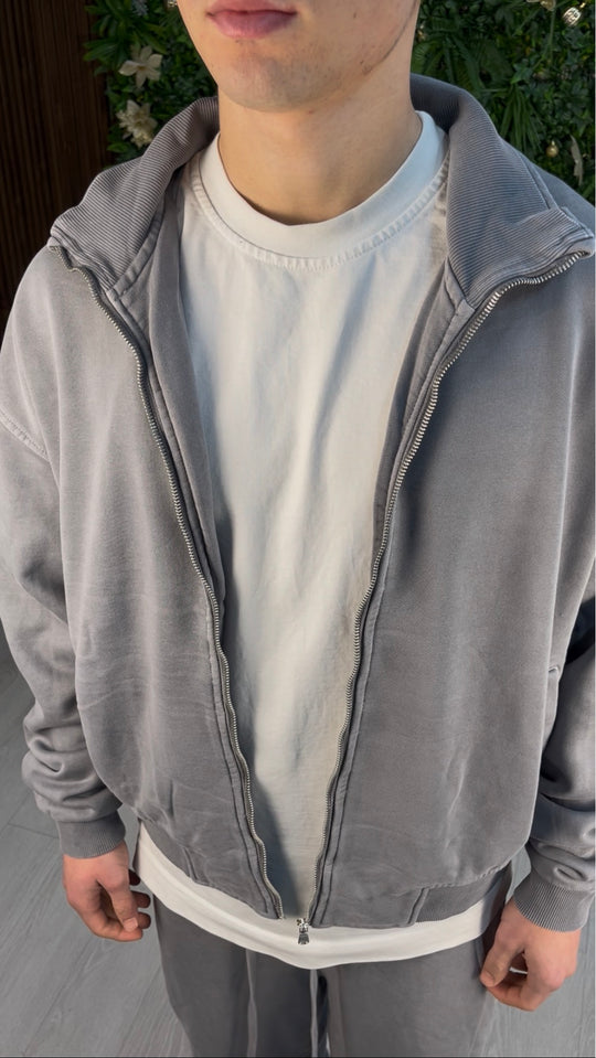WASHED ZIP GREY