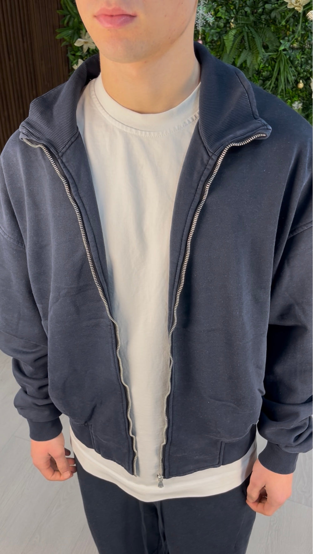 WASHED ZIP DARK BLUE