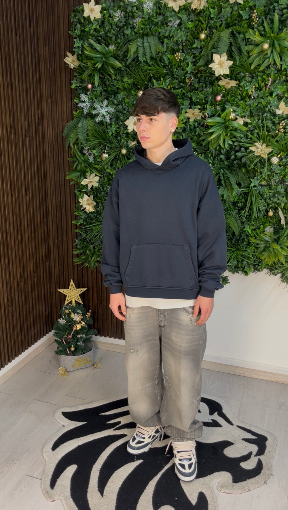 WASHED HOODIE DARK BLUE