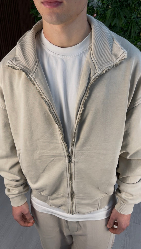 WASHED ZIP BEIGE