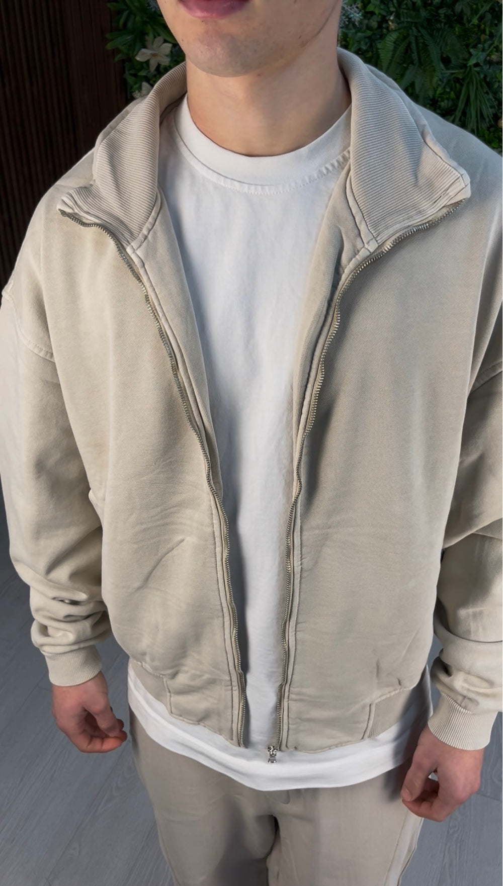 WASHED ZIP BEIGE
