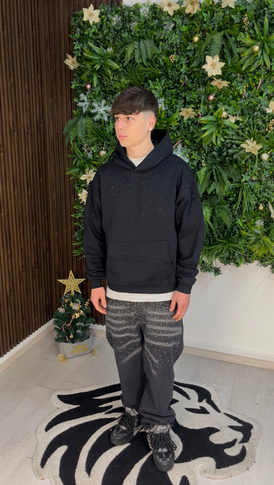 FELPA CON STRASS NERA