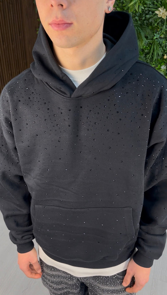 FELPA CON STRASS NERA